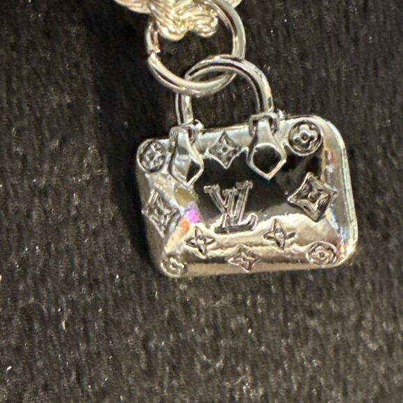 Unbranded Silver Tone Fashion Bag Design Charm w/ 18” .925 Stamped Necklace L-V - Picture 3 of 12